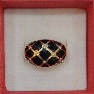Bague or jaune avec diamants et onyx
